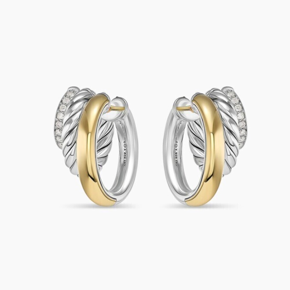 David Yurman Three-Ring Interlocking Color-Separated Earrings